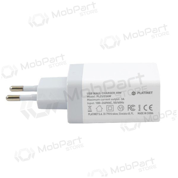 Nabíječka Platinet QuickCharge 3xUSB (15W 3A) (bílý)
