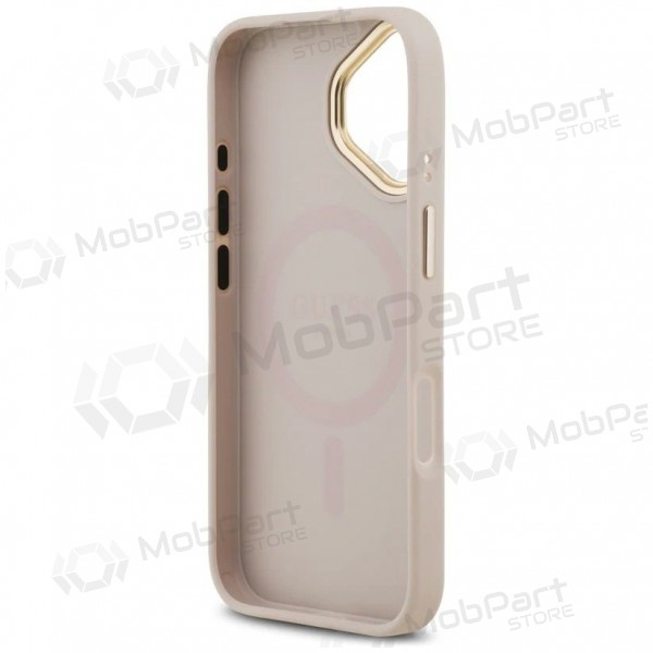 Apple iPhone 17 obal - Guess PU Leather 4G Gold Frame MagSafe (růžový)
