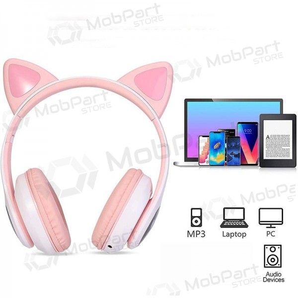 Bezdrátová sluchátka Cat Glow na uši s mikrofonem USB-C + 3,5 mm