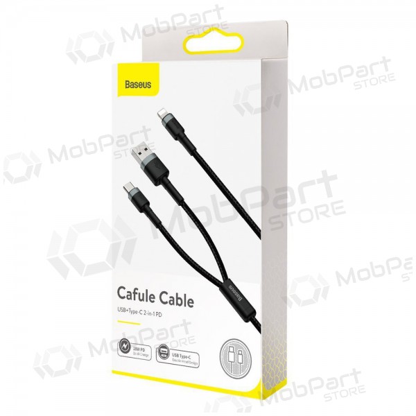 USB kabel Baseus Cafule 2in1 Type-C Lightning 20w 1.2m (šedá-černá) CATKLF-BG1