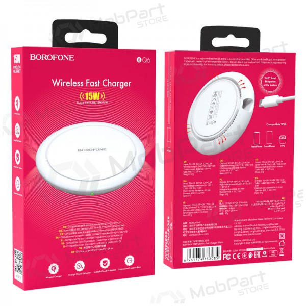 Nabíječka bezdrátový Borofone BQ6 QC3.0 (15W) (bílý)