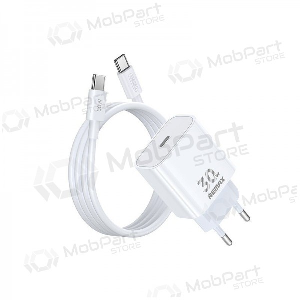 Nabíječka telefonu Remax RP-U71 30 W GaN USB-C s kabelem USB-C 1 m bílá