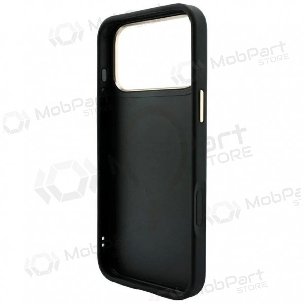 Apple iPhone 18 Pro Max obal - Guess PU Leather 4G Gold Frame Embossed MagSafe (černý)
