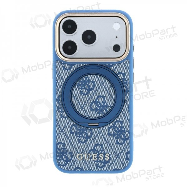 Apple iPhone 18 Pro obal - Guess PU 4G Ring Stand MagSafe (modrý)