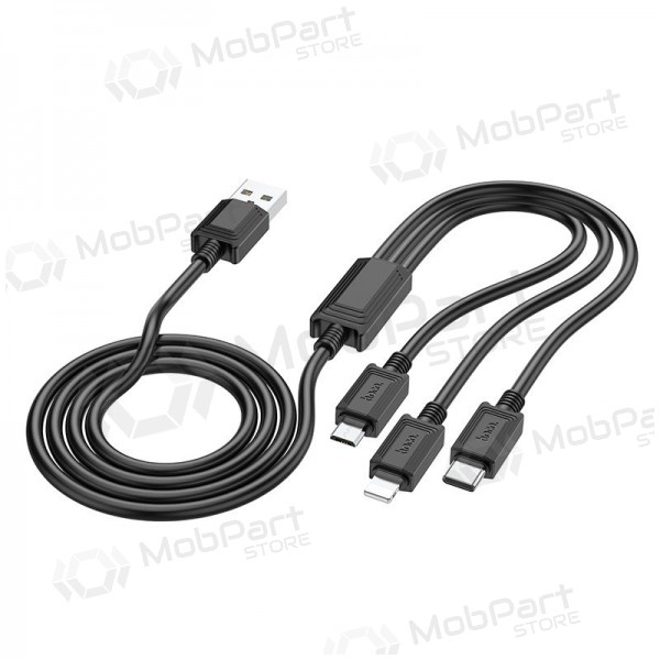 USB kabel Hoco X74 3in1 microUSB-Lightning-Type-C 1.0m (černá)