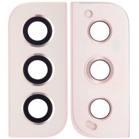 Samsung Galaxy S22+ sklo kamery (růžový / zlatý) (s rámem)