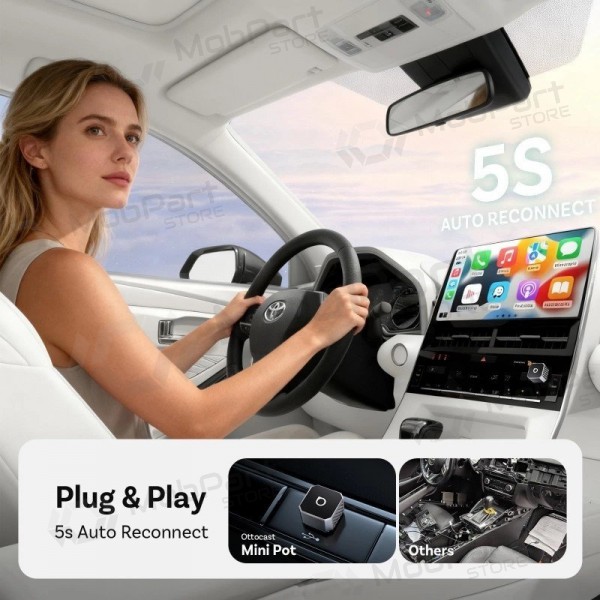 Bezdrátový adaptér CarPlay/Android Auto Ottocast Mini Cube stříbrný CP88-T3