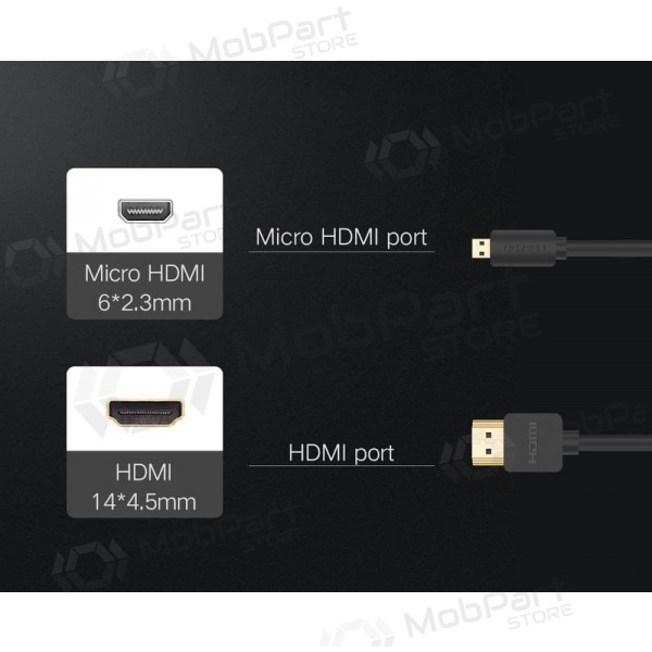 HDMI kabel Ugreen HD127 HDMI na Micro HDMI 1.5 m 4K 60 Hz černý