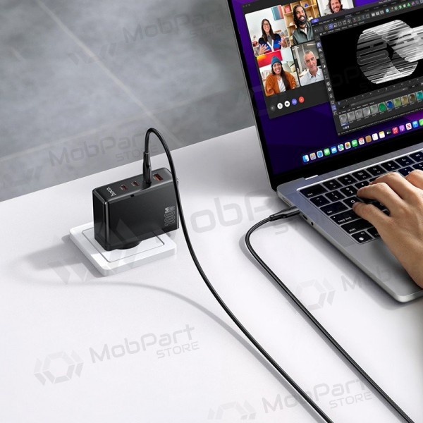Síťová nabíječka Hoco N85 100 W 3x USB-C + USB-A s kabelem USB-C 2 m černá