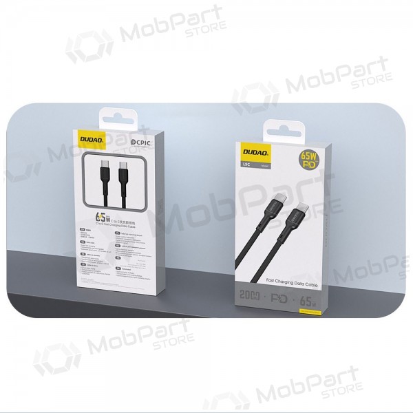 USB-C kabel Dudao L9C USB-C na USB-C 2 m 65 W černý