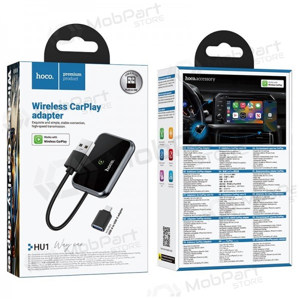 CarPlay adaptér Hoco HU1 bezdrátový černý