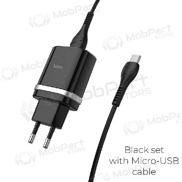 Nabíječka HOCO C12Q Smart USB + microUSB kabel (QC3.0) (černá)