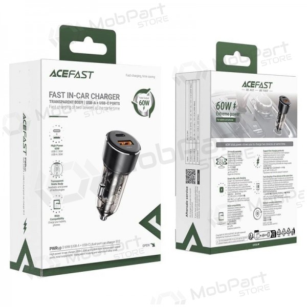 Nabíječka do auta Acefast B12 60W USB-C/USB-A černá