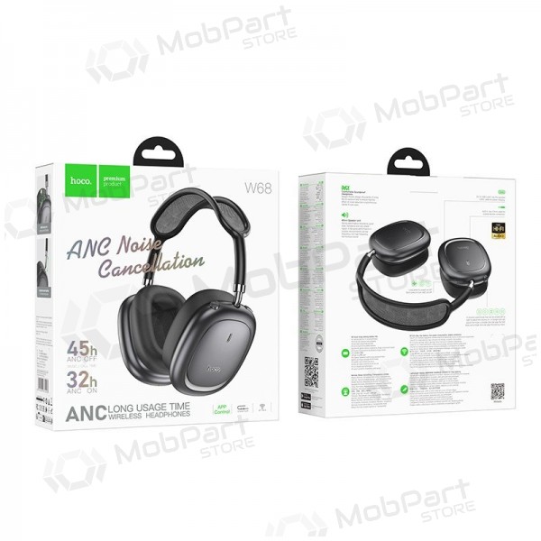 Bezdrátová sluchátka s mikrofonem Hoco W68 ANC Bluetooth černá