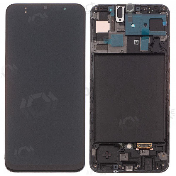 Ekranas Samsung A505 A50 2019 su lietimui jautriu stikliuku a rėmeliu Black OLED (real size)