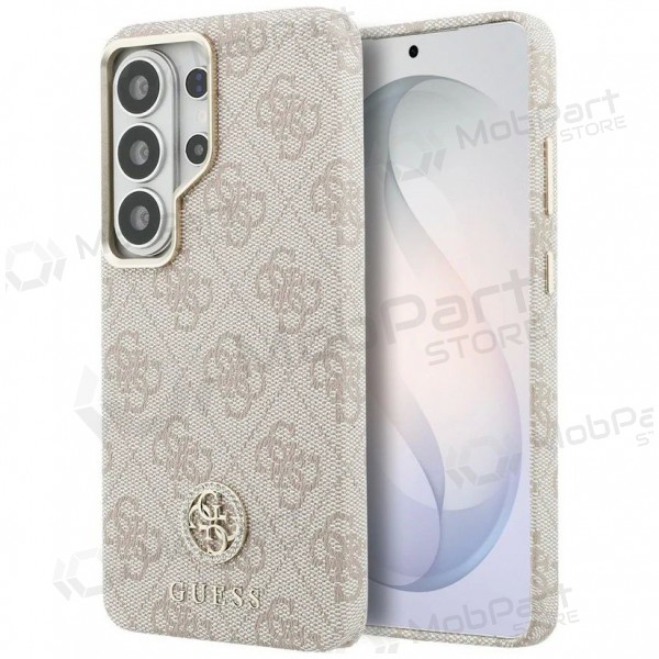 Obal pro Samsung Galaxy S26 Ultra - Guess PU Leather 4G Strass Logo Gold Frame Magnetic (růžový)