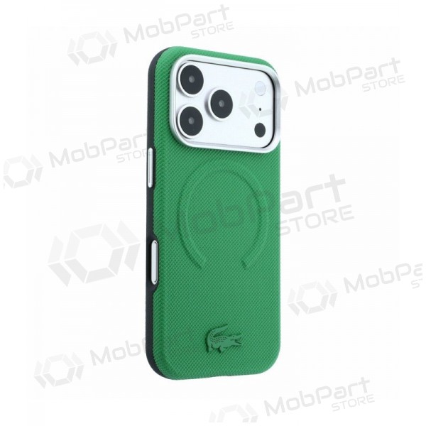Apple iPhone 18 Pro Max obal - Lacoste PVC Petit Pique Semi Wrap Embossed MagSafe (zelený)
