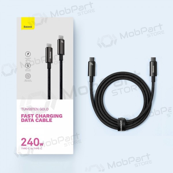 USB-C kabel Baseus Tungsten CAWJ040001 USB-C na USB-C 1 m 240 W černý
