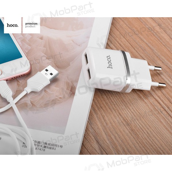 Nabíječka HOCO C12 Smart Dual USB + Lightning kabel (5V 2.4A) (bílý)