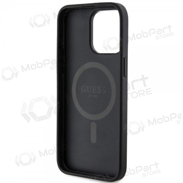 Obal Apple iPhone 15 Pro Max - Guess PU Leather 4G Colored Ring MagSafe (černý)