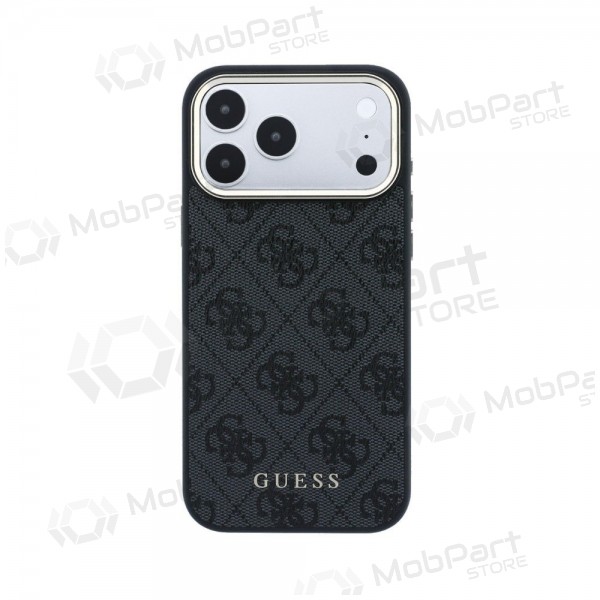 Obal Apple iPhone 18 Pro - Guess PU Leather 4G Gold Frame MagSafe (černý)