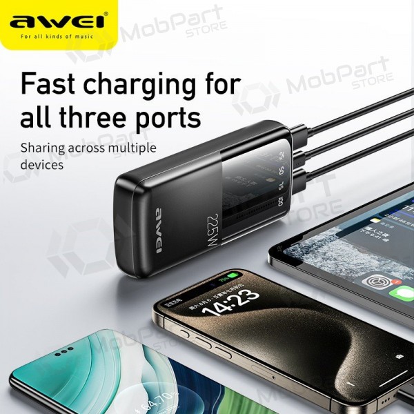 Externí baterie Power Bank Awei P13K PD20W/QC22.5W 20000mAh černá