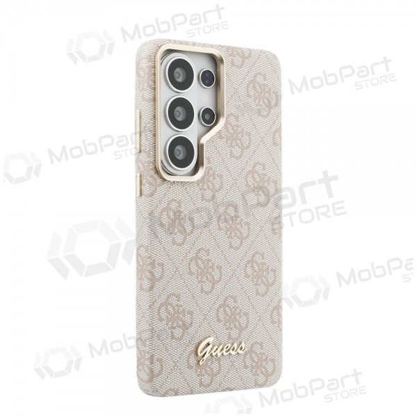 Samsung Galaxy S26 Ultra obal - Guess PU 4G Script Metal Logo Magnetic (růžový)