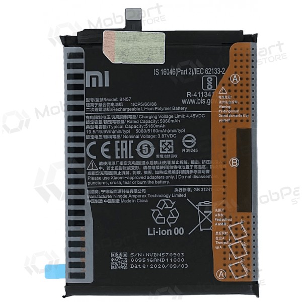 Xiaomi Poco X3, Poco X3 Pro baterie, akumulátor (BN57) (originální)