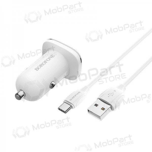 Nabíječka automobilinis Borofone BZ12A Quick Charge 3.0 + Type-C (bílý)