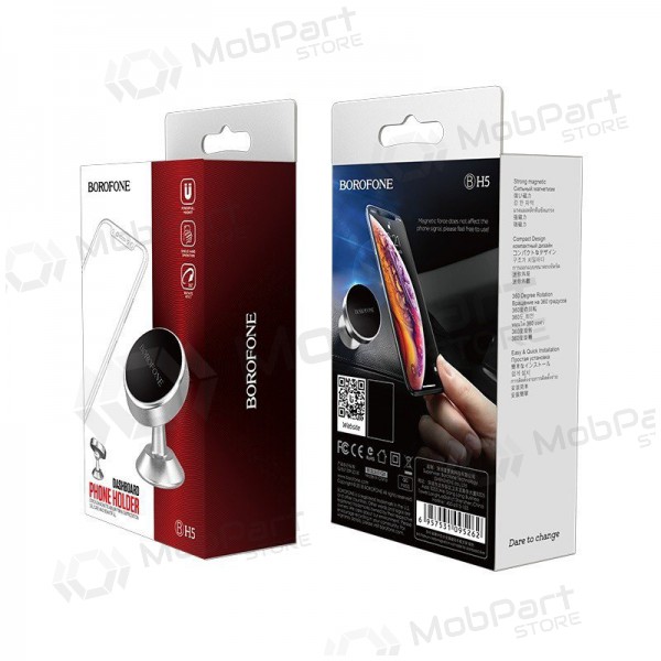 Automobilinis Univerzální telefono laikiklis Borofone BH5 Platinum, mounted on the dashboard, magnetic