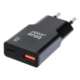 Nabíječka telefonu Blue Star Slim 25 W GaN USB-C + USB-A černá