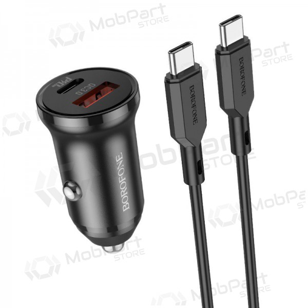 Nabíječka automobilinis Borofone BZ18A USB-A/Type-C PD20W+QC3.0 + Type-C (černá)