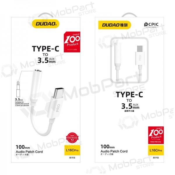 Audio adaptér Dudao L16CPro USB-C na 3.5 mm bílý