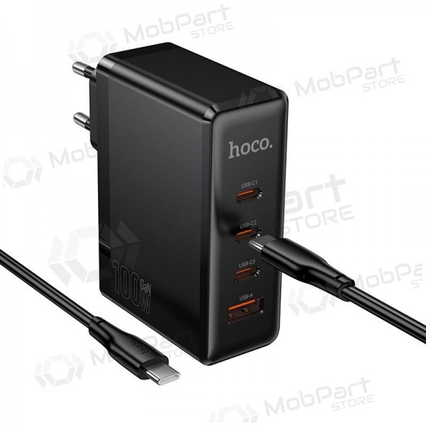 Síťová nabíječka Hoco N85 100 W 3x USB-C + USB-A s kabelem USB-C 2 m černá