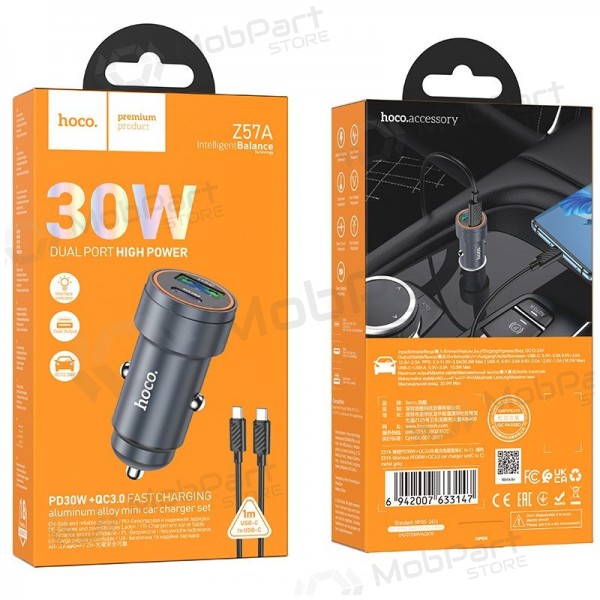 Nabíječka do auta Hoco Z57A 30 W USB-C + USB-A s kabelem USB-C 1 m