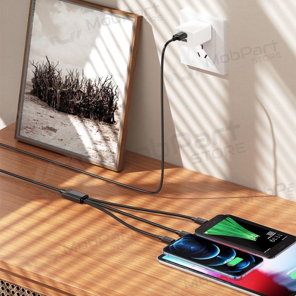USB kabel Hoco X74 3in1 microUSB-Lightning-Type-C 1.0m (černá)