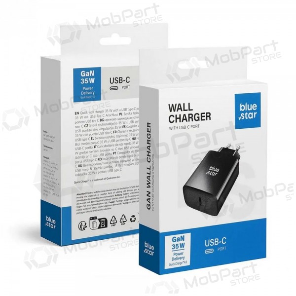 Nabíječka telefonu Blue Star 35 W USB-C černá