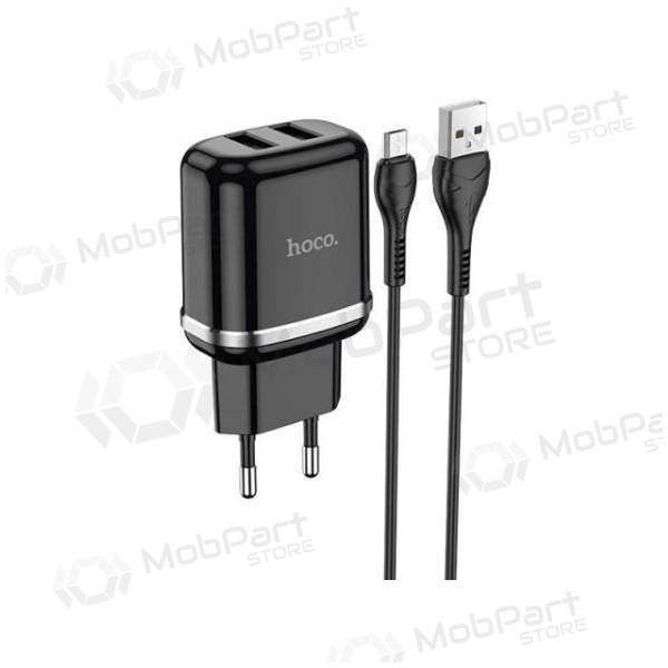 Nabíječka HOCO N4 Aspiring Dual USB + microUSB kabel (5V 2.4A) (černá)