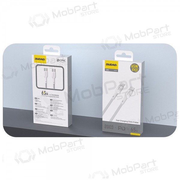 USB-C kabel Dudao L9C USB-C na USB-C 1 m 65 W bílý