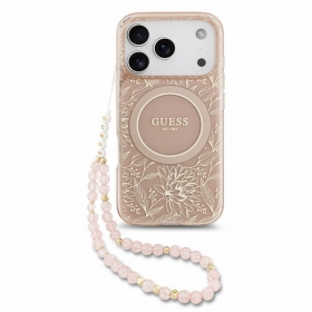 Obal Apple iPhone 18 Pro -Guess IML Flowers Allover Strap MagSafe-