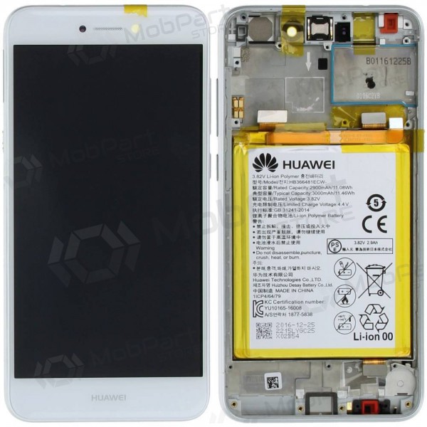 Huawei P8 Lite 2017 / P9 Lite 2017 / Honor 8 Lite displej (bílý) (s rámem a baterie) (service pack) (originál)