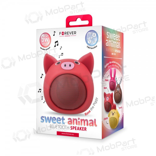 Bluetooth přenosný horní reproduktor Forever Sweet Animal Pig Rose ABS-100