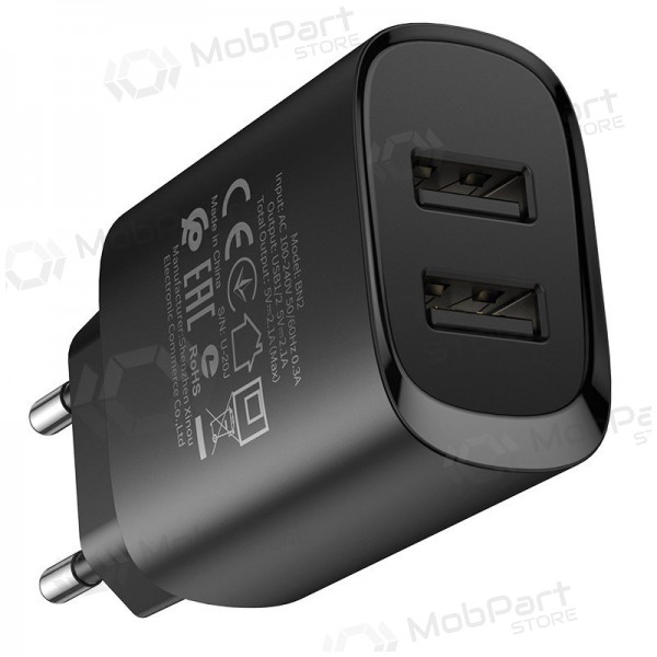 Nabíječka Borofone BN2 2xUSB 2.1A + USB Type-C (černá)