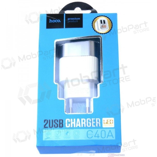 Nabíječka FastCharge HOCO C40A Speedmaster Dual USB (5V 2.4A) (bílý)