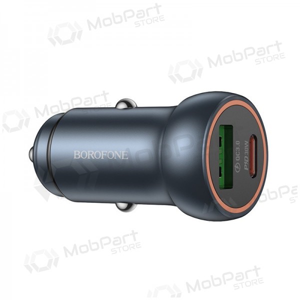 Nabíječka do auta Borofone BZ32A 30 W USB-C + USB-A šedá