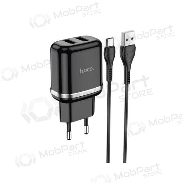Nabíječka HOCO N4 Aspiring Dual USB + type-C kabel (5V 2.4A) (černá)