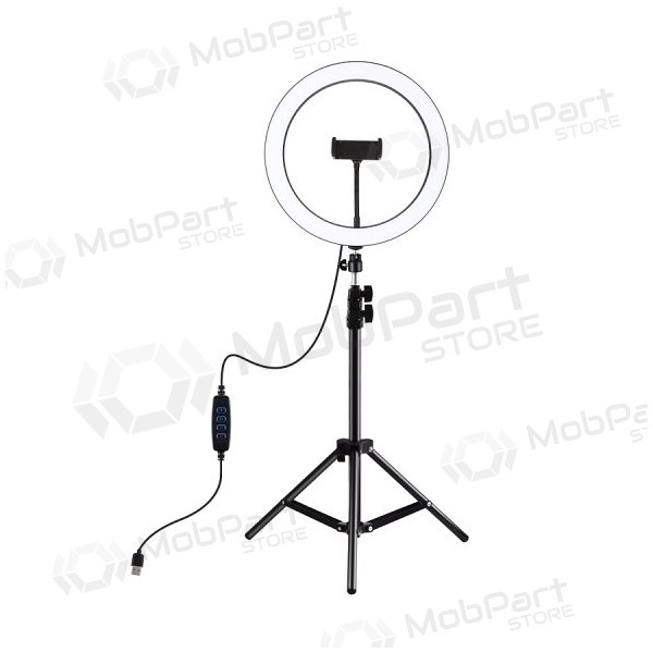 LED kruhové světlo 30cm, s trojnožkou do 1.1m a držákem telefonu, USB