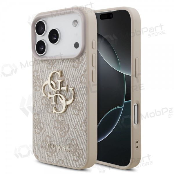 Obal pro Apple iPhone 17 Pro - Guess PU 4G Metal Logo (růžový)