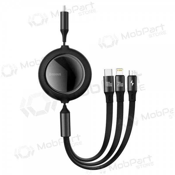 USB kabel Baseus Bright Mirror Type-C - microUSB+Lightning+Type-C 100W 1.2m (černá) CAMLC-AMJ01