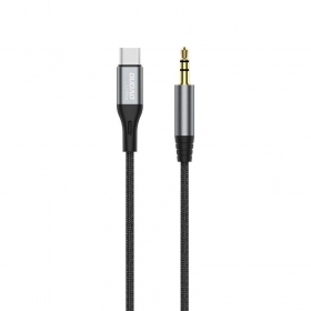Audio kabel Dudao L11ProT USB-C na 3.5 mm 1 m černý